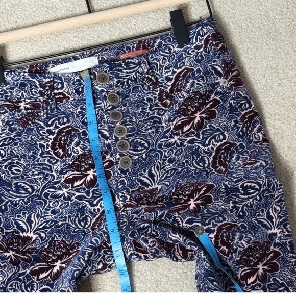 Anthropologie Pilcro Corduroy High Rise Skinny Jeans Floral Fall Print Purple - Picture 11 of 12